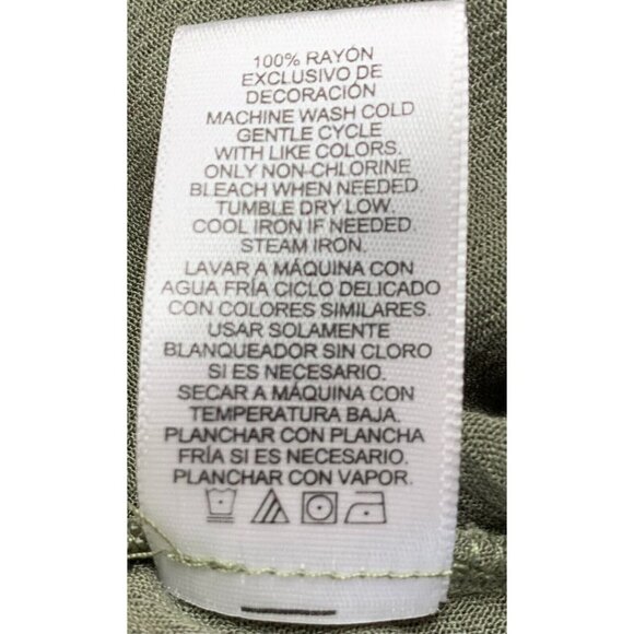 Ellen Tracy Top Size Large Green Caper V-Neck Ruffle Crochet Pullover Women New - Picture 5 of 5